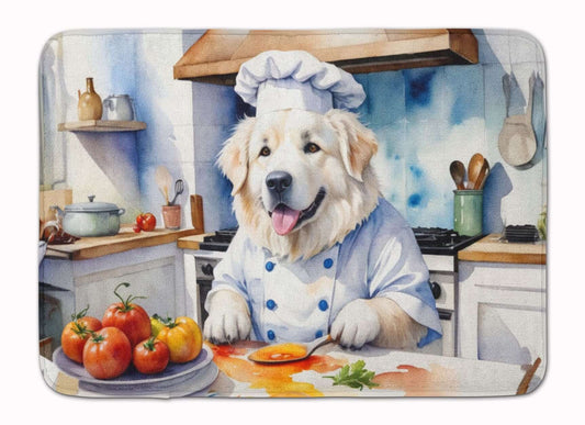 Great Pyrenees The Chef Memory Foam Kitchen Mat Machine Washable Anti-Fatigue Mat Cushion Comfort Bath Mat or Kitchen Rug