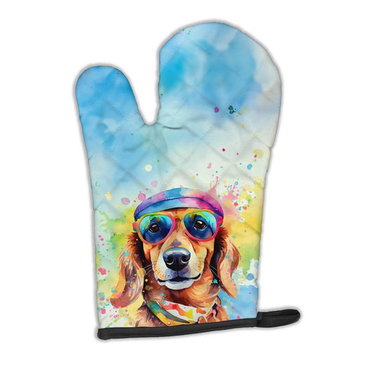 Dachshund Hippie Dawg Oven Mitt Heat Resistant Thick Oven Mitt for Hot Pans and Oven, Kitchen Mitt Protect Hands, Cooking Baking Glove