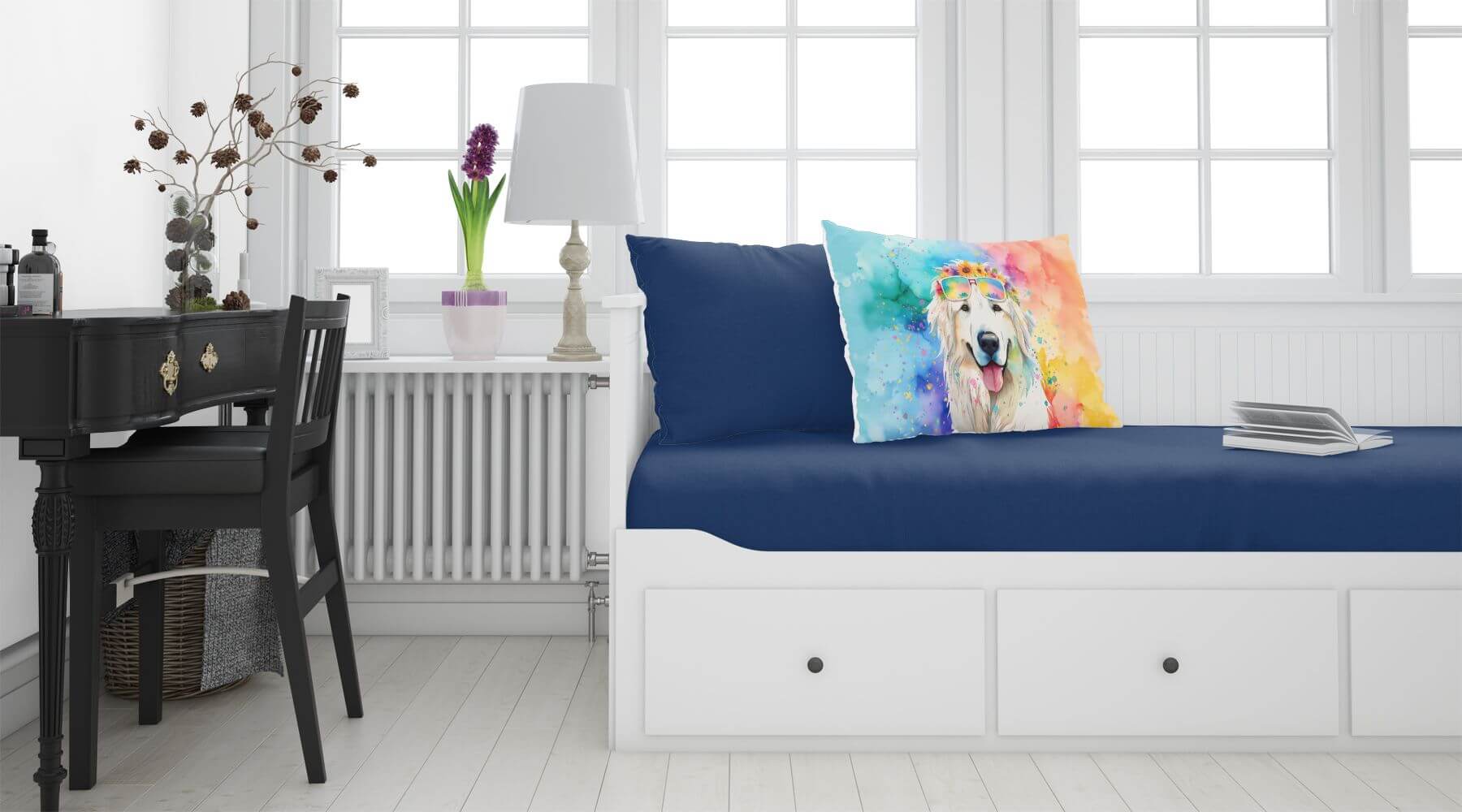 Great Pyrenees Hippie Dawg Standard Pillowcase Lightweight Super Soft Easy Care Decorative Artwork Pillowcase, Standard