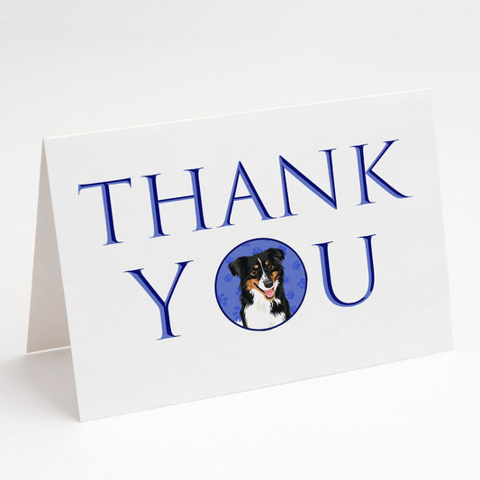 Australian Shepherd Black Tricolor #3 Thank You Greeting Cards Pack of 8 Blank Cards with Envelopes Whimsical A7 Size 5x7 Blank Note Cards