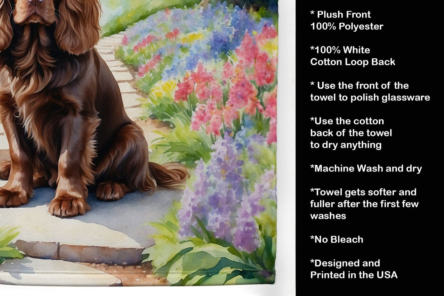 Sussex Spaniel Spring Path Kitchen Towel Dish Cloths Guest Hand Towel Decorative Bathroom Towel for Face,Tea, Dishcloth, Kitchen and Bath