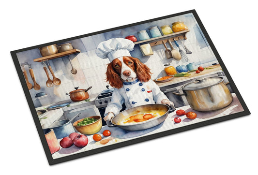 Welsh Springer Spaniel The Chef Doormat Front Door Mat Indoor Outdoor Rugs for Entryway, Non Slip Washable Low Pile, 24H X 36W