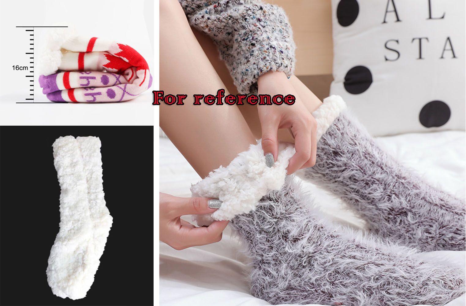 Pure Color Thick Warm Fuzzy Cozy Slipper Socks for Christmas Womens Winter Warm, Black - Clothes For Her Online Store