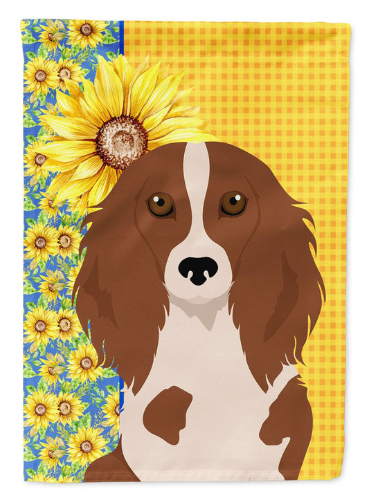 Summer Sunflowers Longhair Red Pedbald Dachshund Garden Flag Mailbox Flag Decorative Yard Flag Banner Outside Patio Artwork Yard Flower Beds, Garden Size, Multicolor