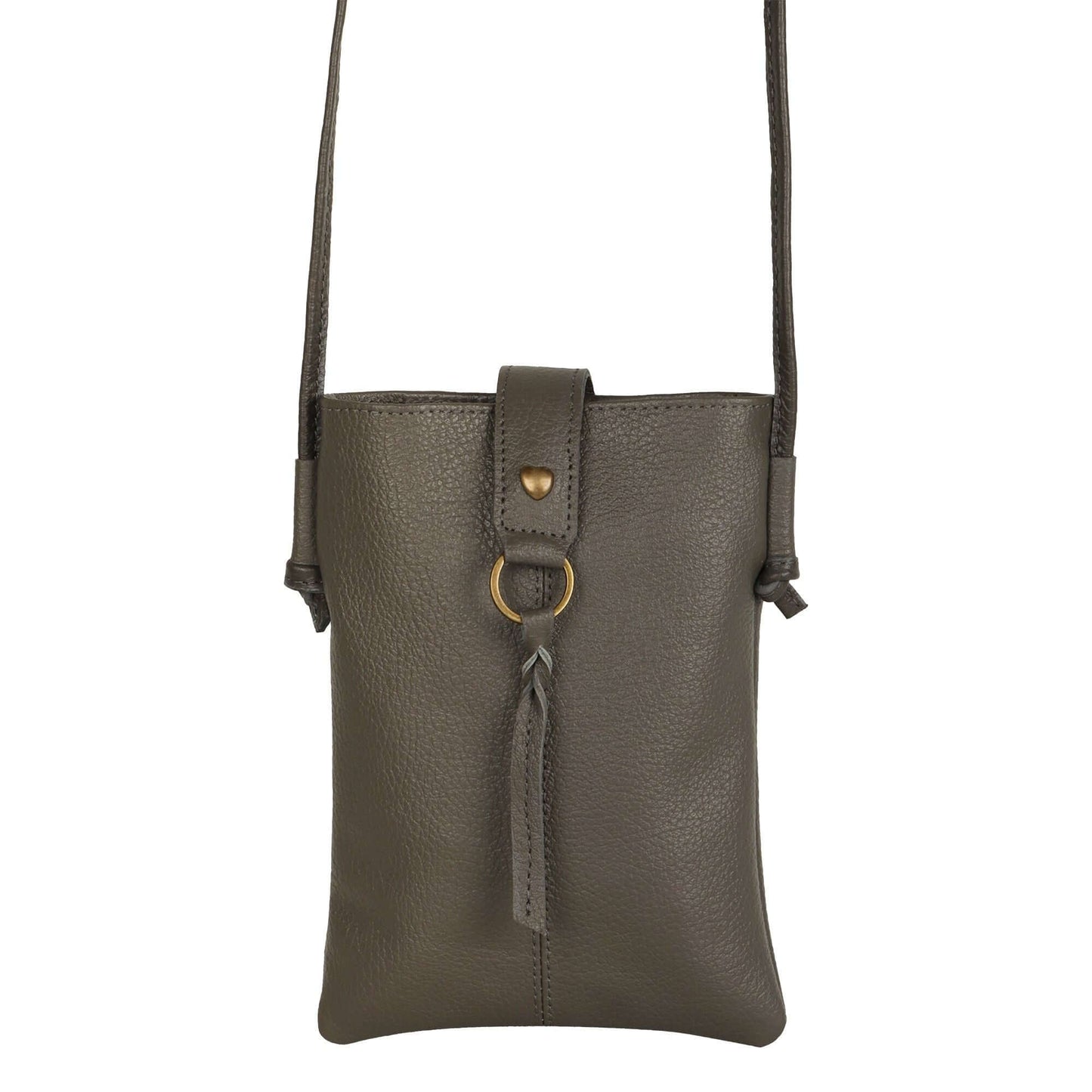 Jennie Small crossbody bag w/ slim strap closure & tassel - Ash Grey