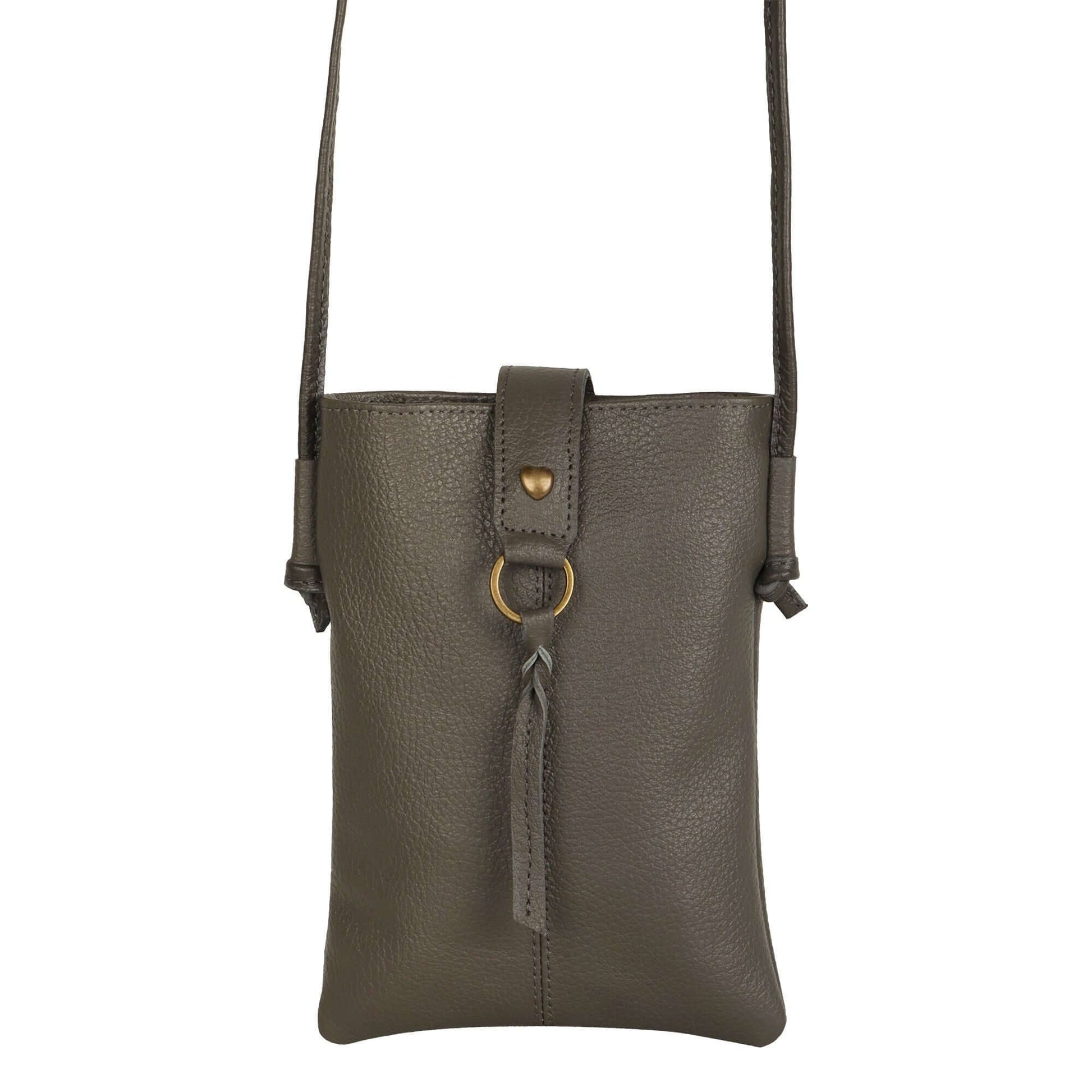 Jennie Small crossbody bag w/ slim strap closure & tassel - Ash Grey