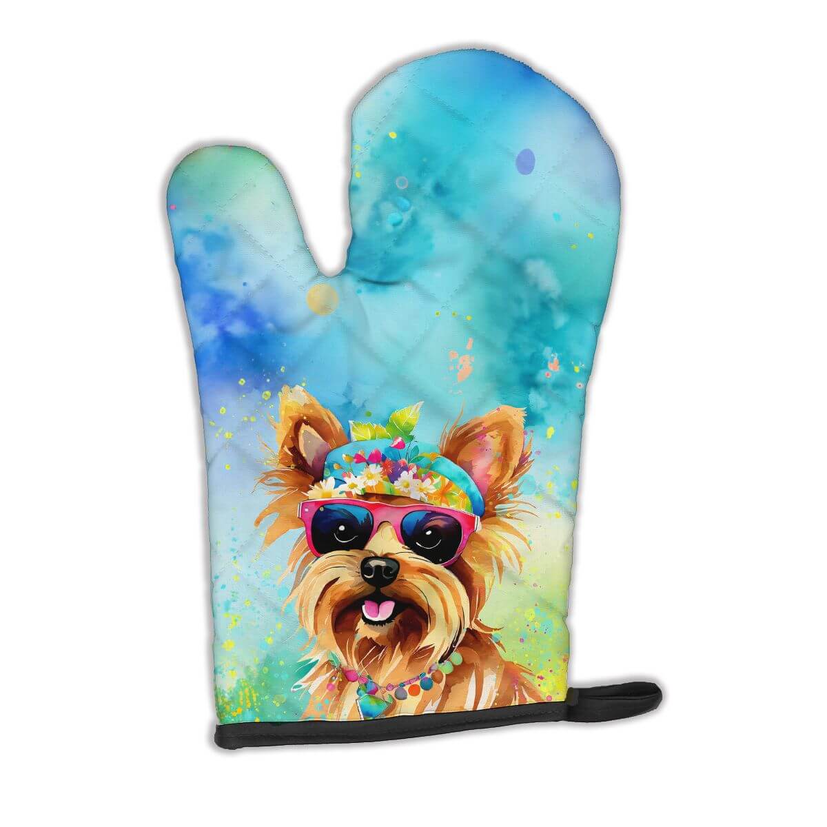 Yorkshire Terrier Hippie Dawg Oven Mitt Heat Resistant Thick Oven Mitt for Hot Pans and Oven, Kitchen Mitt Protect Hands, Cooking Baking Glove