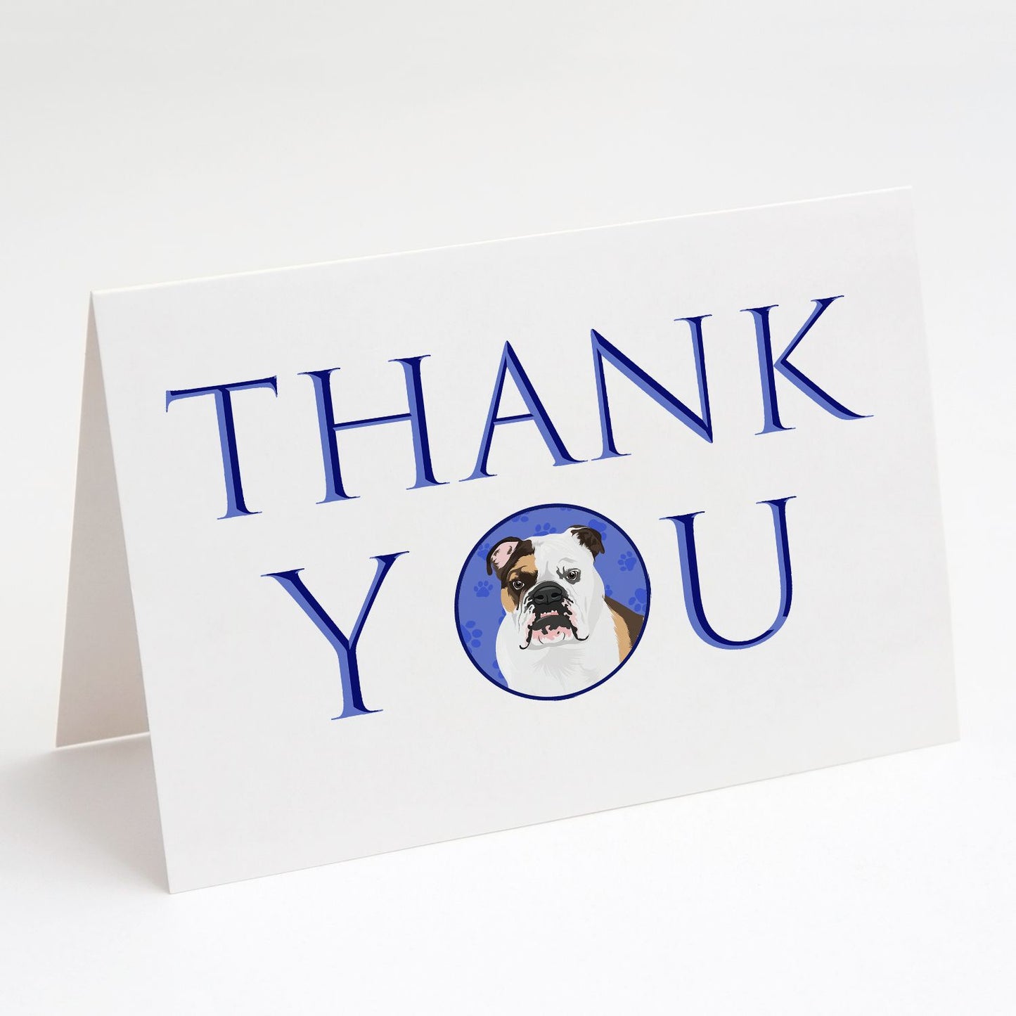 English Bulldog Tricolor #3 Thank You Greeting Cards Pack of 8 Blank Cards with Envelopes Whimsical A7 Size 5x7 Blank Note Cards