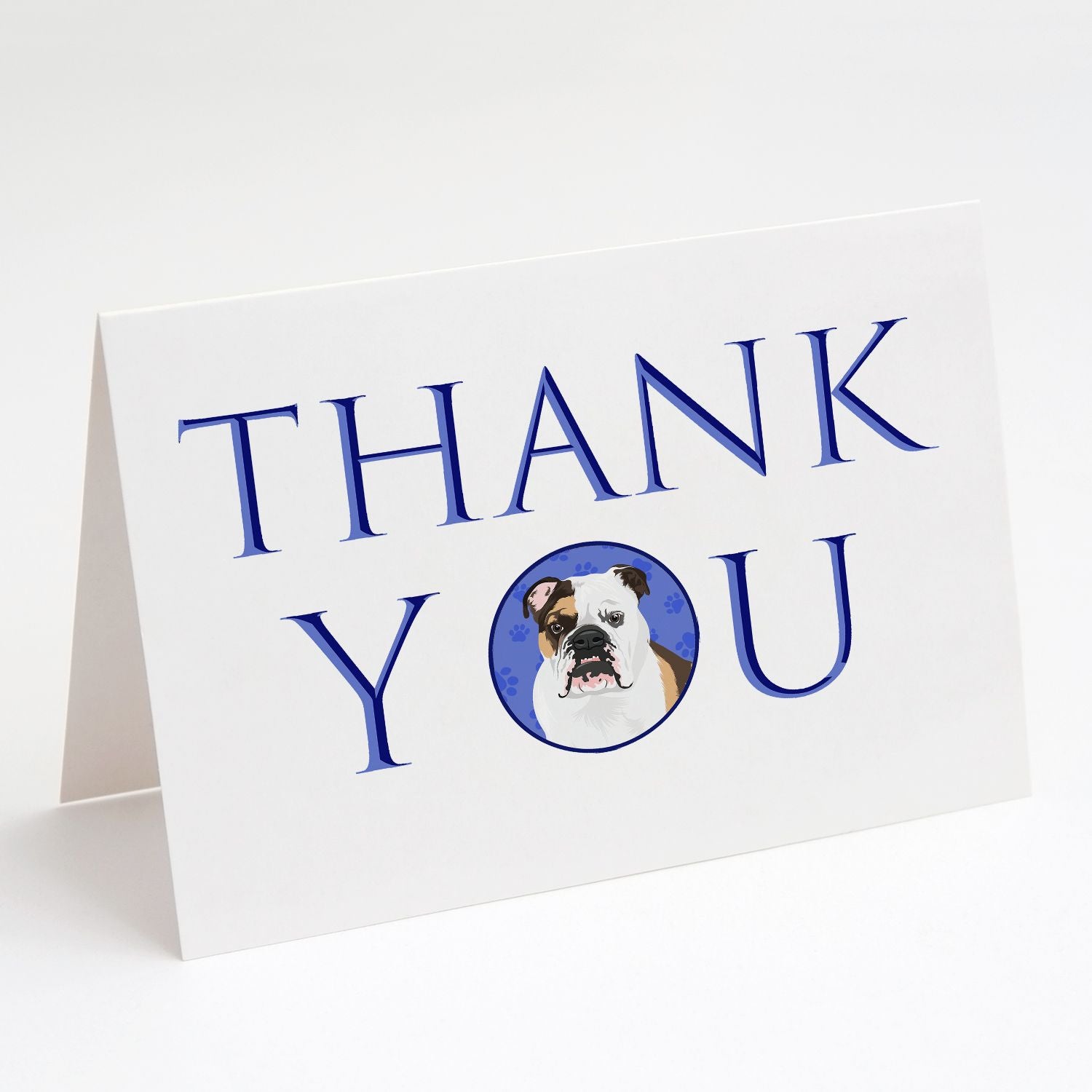 English Bulldog Tricolor #3 Thank You Greeting Cards Pack of 8 Blank Cards with Envelopes Whimsical A7 Size 5x7 Blank Note Cards