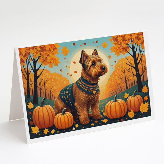 Welsh Terrier Fall Greeting Cards Pack of 8 Blank Cards with Envelopes Whimsical A7 Size 5x7 Blank Note Cards