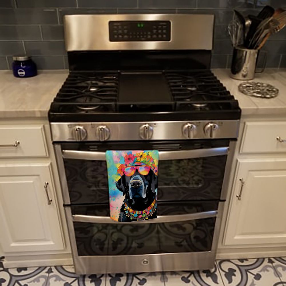 Black Labrador Hippie Dawg Kitchen Towel Dish Cloths Guest Hand Towel Decorative Bathroom Towel for Face,Tea, Dishcloth, Kitchen and Bath