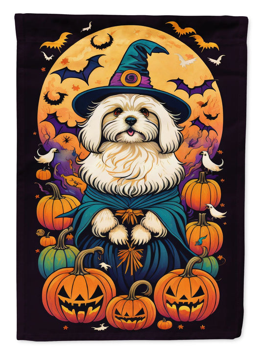 Coton De Tulear Witchy Halloween House Flag Large Porch Sleeve Pole Decorative Outside Yard Banner Artwork Wall Hanging, Polyester, House Size, Multicolor