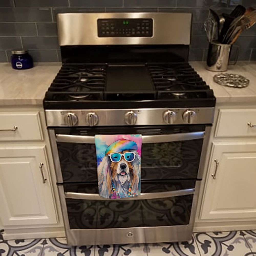 Bearded Collie Hippie Dawg Kitchen Towel Dish Cloths Guest Hand Towel Decorative Bathroom Towel for Face,Tea, Dishcloth, Kitchen and Bath