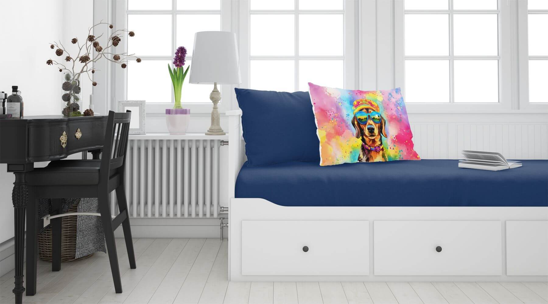 Dachshund Hippie Dawg Standard Pillowcase Lightweight Super Soft Easy Care Decorative Artwork Pillowcase, Standard