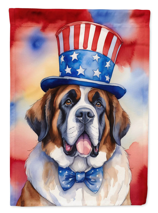 Saint Bernard Patriotic American House Flag Large Porch Sleeve Pole Decorative Outside Yard Banner Artwork Wall Hanging, Polyester, House Size, Multicolor