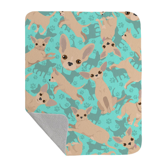 Chihuahua Quilted Blanket 50x60 Artwork Pattern Quilted Throw Blanket for Bed, Couch, Sofa, Soft and Lightweight