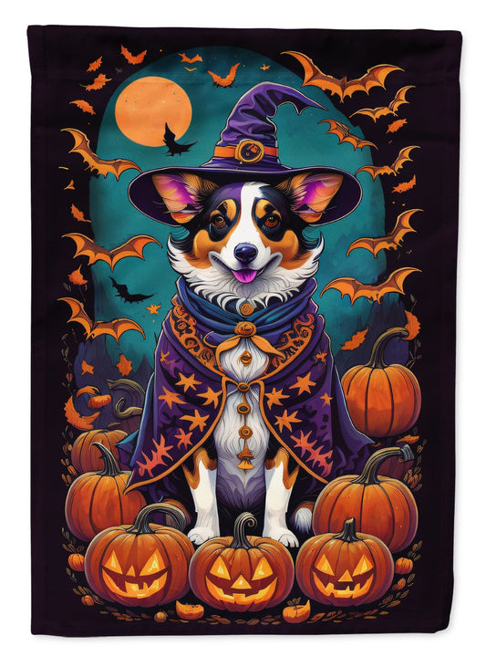 Corgi Witchy Halloween House Flag Large Porch Sleeve Pole Decorative Outside Yard Banner Artwork Wall Hanging, Polyester, House Size, Multicolor