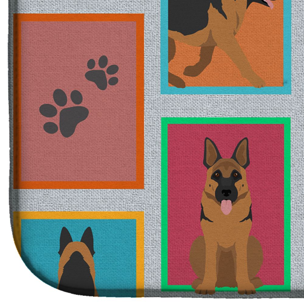 Lots of German Shepherd Dish Drying Mat Absorbent Dish Drying Mat Pad for Kitchen Counter Dish Drainer Mat for Countertop, 14 x 21", Multicolor