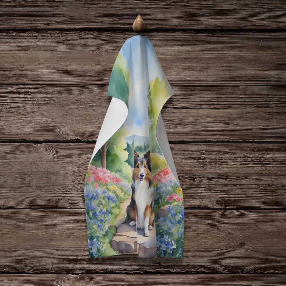 Sheltie Spring Path Kitchen Towel Dish Cloths Guest Hand Towel Decorative Bathroom Towel for Face,Tea, Dishcloth, Kitchen and Bath