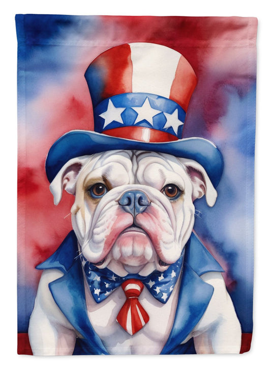 English Bulldog Patriotic American House Flag Large Porch Sleeve Pole Decorative Outside Yard Banner Artwork Wall Hanging, Polyester, House Size, Multicolor