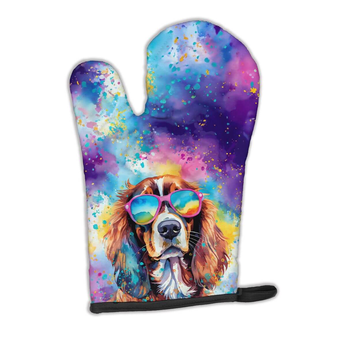 Cavalier Spaniel Hippie Dawg Oven Mitt Heat Resistant Thick Oven Mitt for Hot Pans and Oven, Kitchen Mitt Protect Hands, Cooking Baking Glove