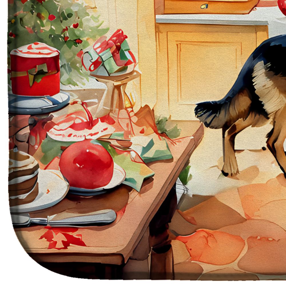 German Shepherd Christmas Cookies Dish Drying Mat Absorbent Dish Drying Mat Pad for Kitchen Counter Dish Drainer Mat for Countertop, 14 x 21", Multicolor