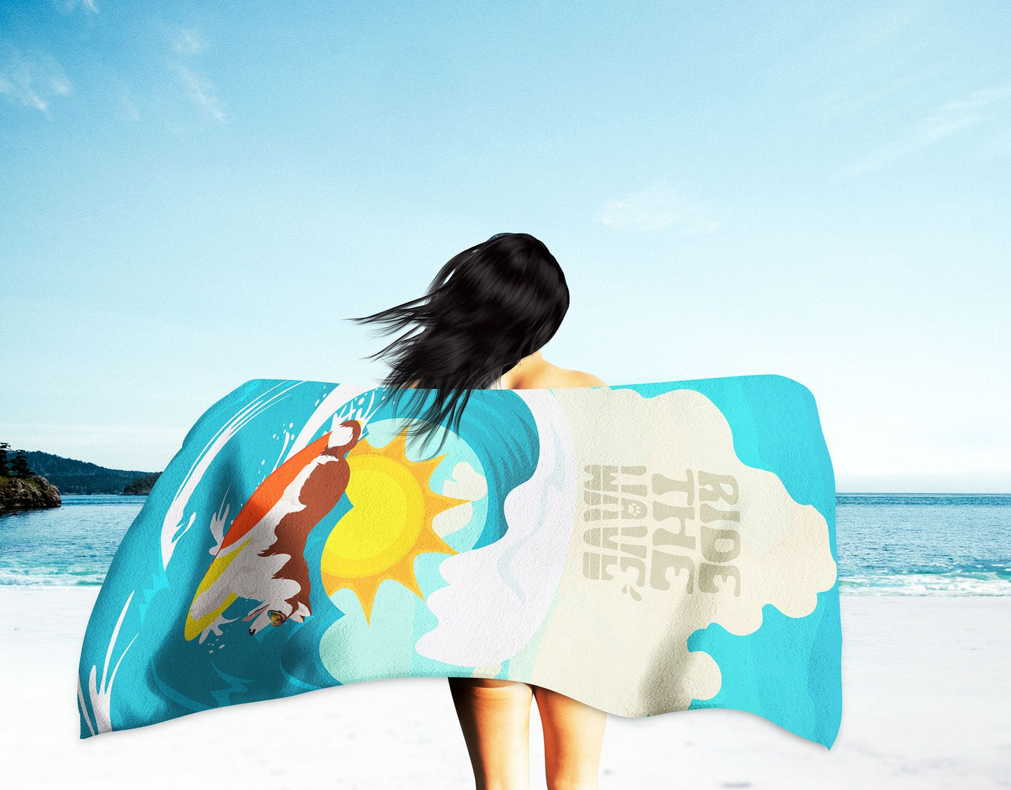 Surfer Dog Red White Siberian Husky Premium Beach Towel Oversized Towel Beach Blanket, Pool, Beach Essentials, Yoga, Premium Bath Towel, Quick Dry Plush