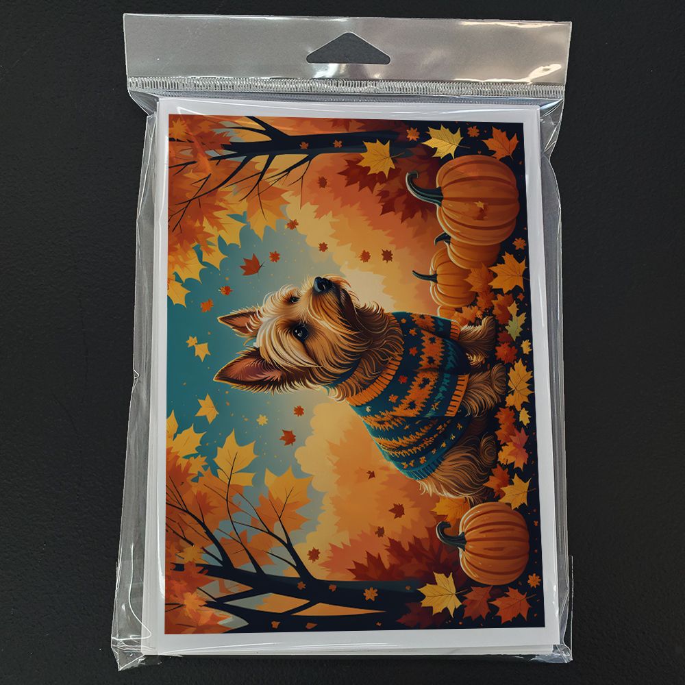 Australian Terrier Terrier Fall Greeting Cards Pack of 8 Blank Cards with Envelopes Whimsical A7 Size 5x7 Blank Note Cards