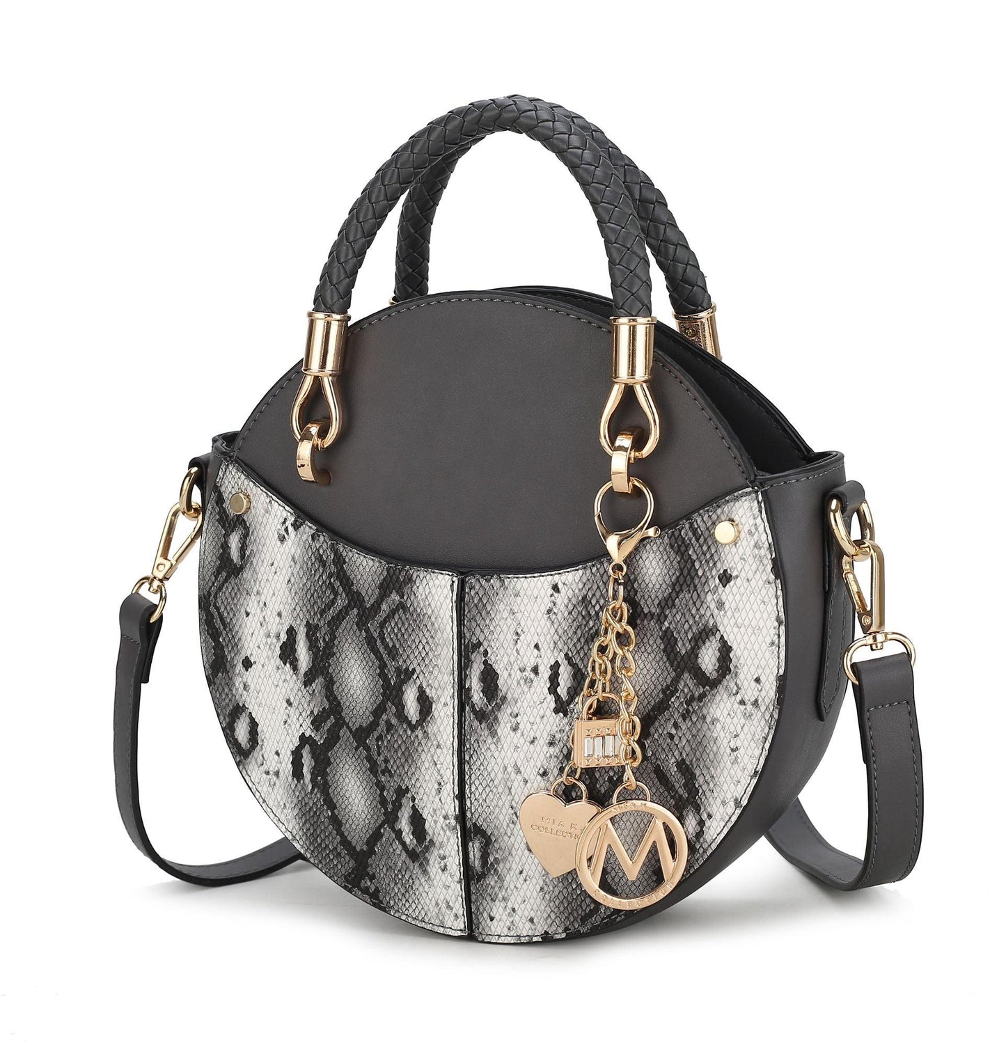 MKF Collection Camille Faux Snakeskin Vegan Leather Women Round Crossbody Bag by Mia K