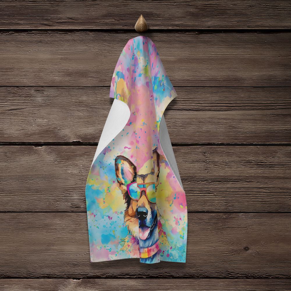 German Shepherd Hippie Dawg Kitchen Towel Dish Cloths Guest Hand Towel Decorative Bathroom Towel for Face,Tea, Dishcloth, Kitchen and Bath