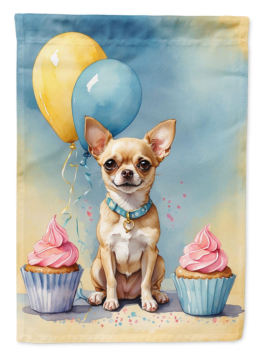 Chihuahua Happy Birthday House Flag Large Porch Sleeve Pole Decorative Outside Yard Banner Artwork Wall Hanging, Polyester, House Size, Multicolor