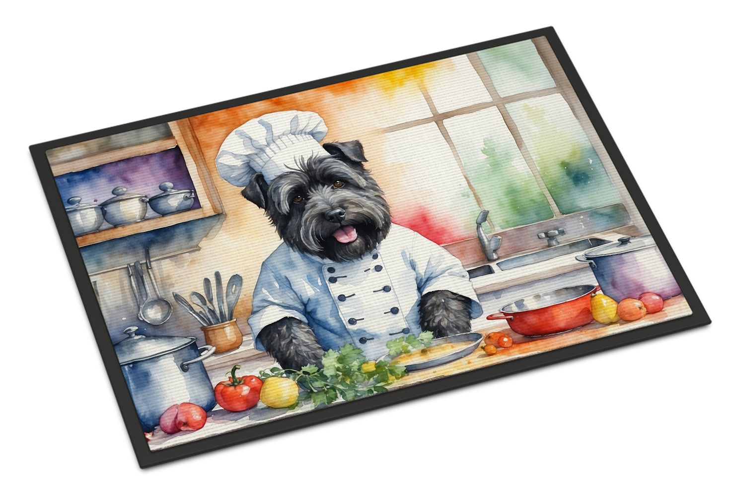 NEW Bouvier des Flandres The Chef Doormat Front Door Mat Indoor Outdoor Rugs for Entryway, Non Slip Washable Low Pile, 18H X 27W