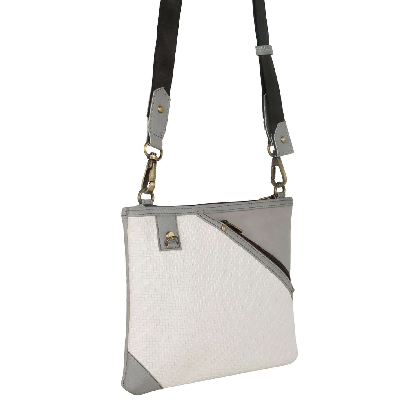 FOXIE - Grayson Wide Crossbody with Front Pocket in White