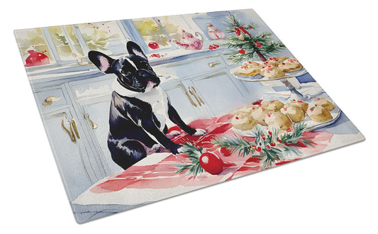 NEW French Bulldog Christmas Cookies Glass Cutting Board Decorative Tempered Glass Kitchen Cutting and Serving Board Large Size Chopping Board