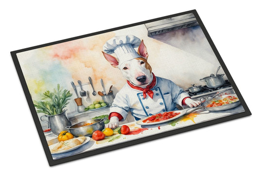 Bull Terrier The Chef Doormat Front Door Mat Indoor Outdoor Rugs for Entryway, Non Slip Washable Low Pile, 24H X 36W