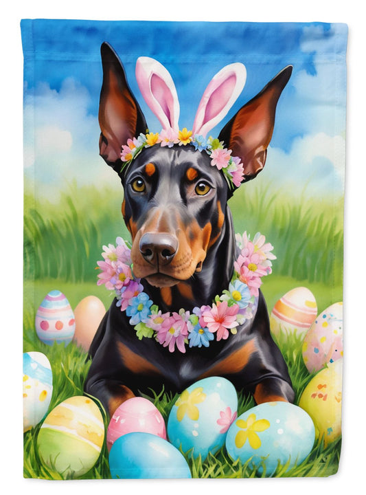 Doberman Pinscher Easter Egg Hunt Garden Flag Mailbox Flag Decorative Yard Flag Banner Outside Patio Artwork Yard Flower Beds, Garden Size, Multicolor