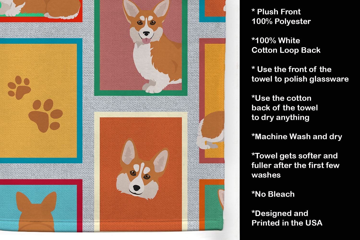Lots of Red and White Pembroke Corgi Kitchen Towel Dish Cloths Guest Hand Towel Decorative Bathroom Towel for Face,Tea, Dishcloth, Kitchen and Bath