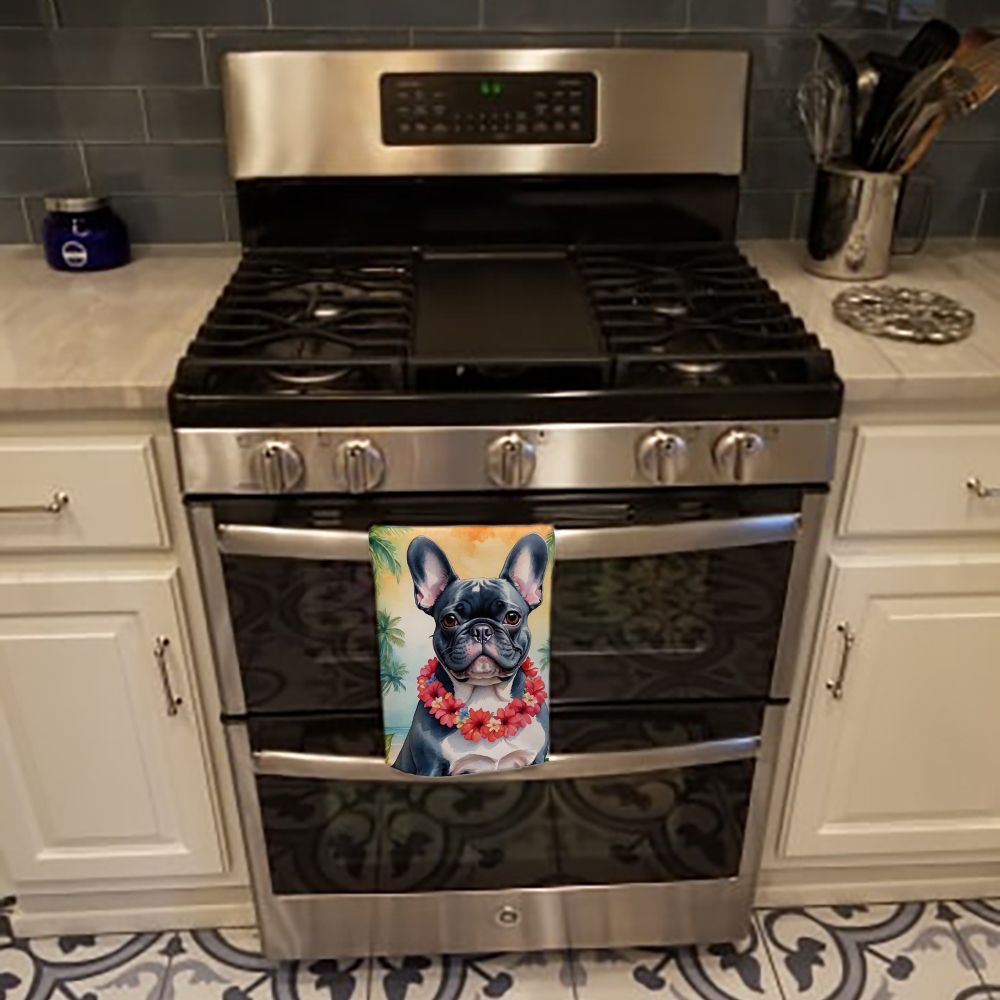 French Bulldog Luau Kitchen Towel Dish Cloths Guest Hand Towel Decorative Bathroom Towel for Face,Tea, Dishcloth, Kitchen and Bath