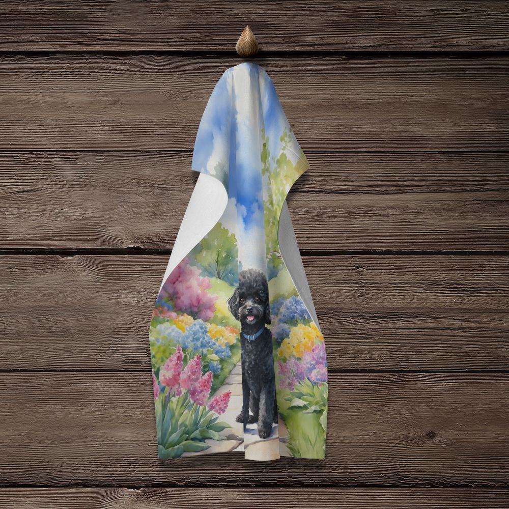 Black Poodle Spring Path Kitchen Towel Dish Cloths Guest Hand Towel Decorative Bathroom Towel for Face,Tea, Dishcloth, Kitchen and Bath