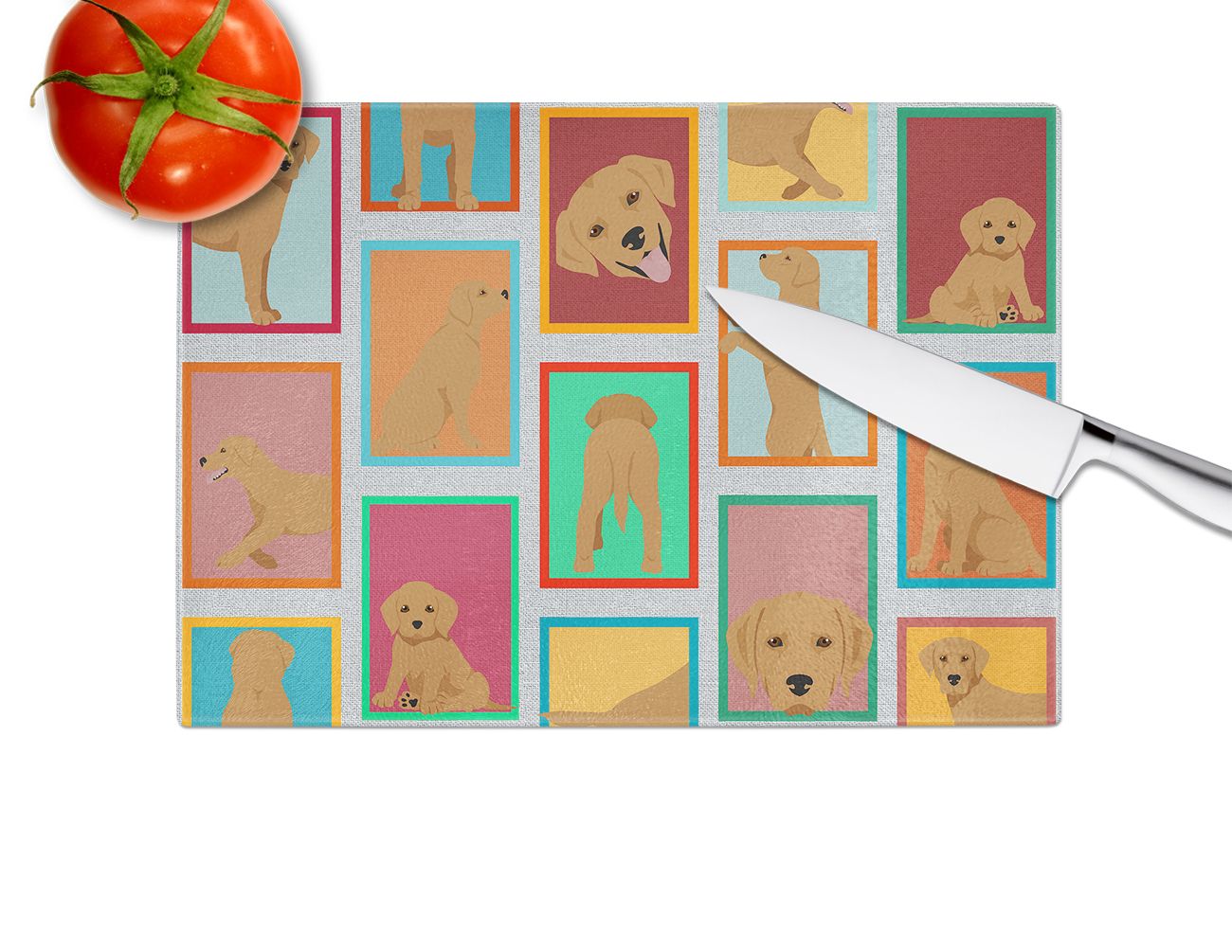 NEW Lots of Red Fox Labrador Retriever Glass Cutting Board Decorative Tempered Glass Kitchen Cutting and Serving Board Large Size Chopping Board