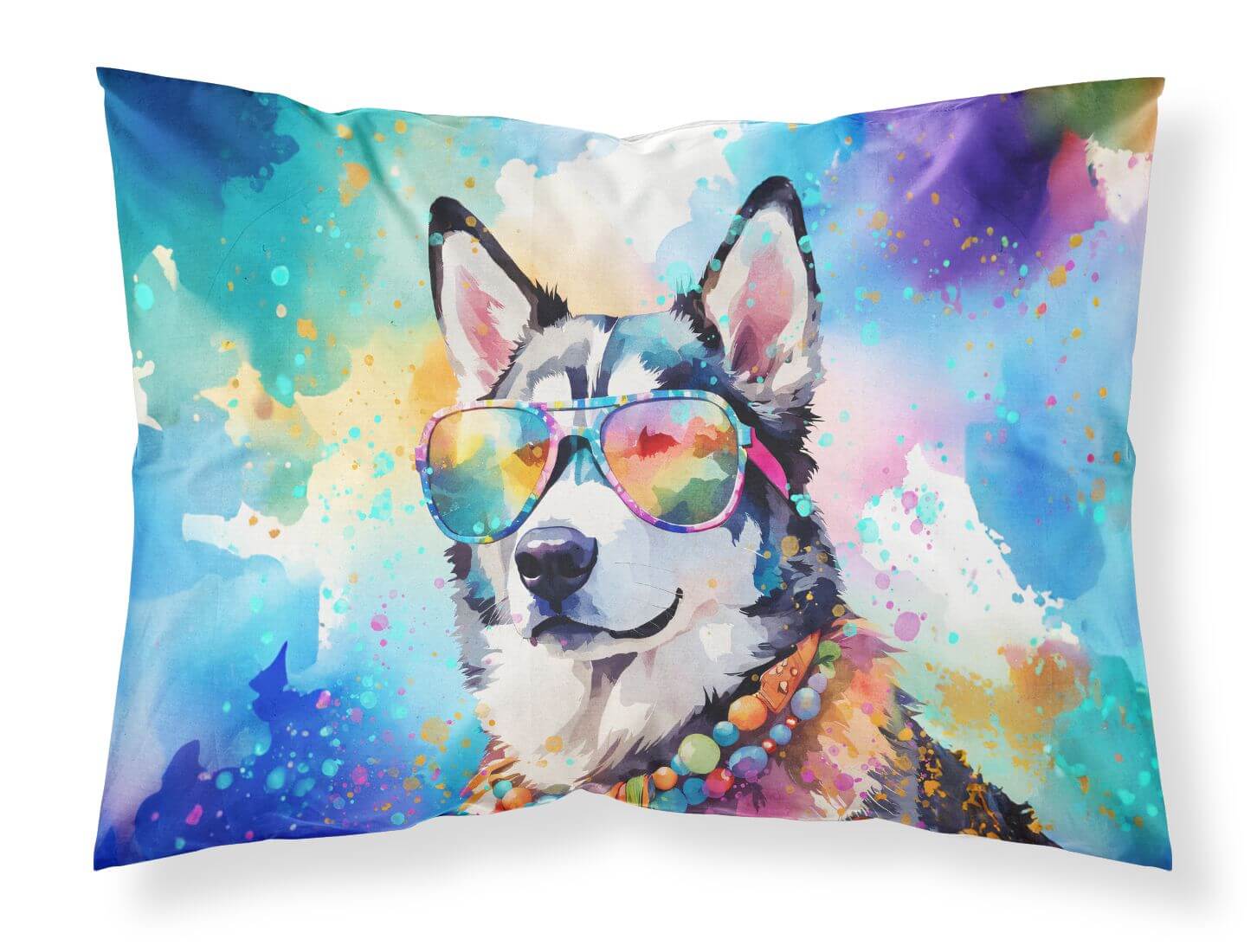 Siberian Husky Hippie Dawg Standard Pillowcase Lightweight Super Soft Easy Care Decorative Artwork Pillowcase, Standard