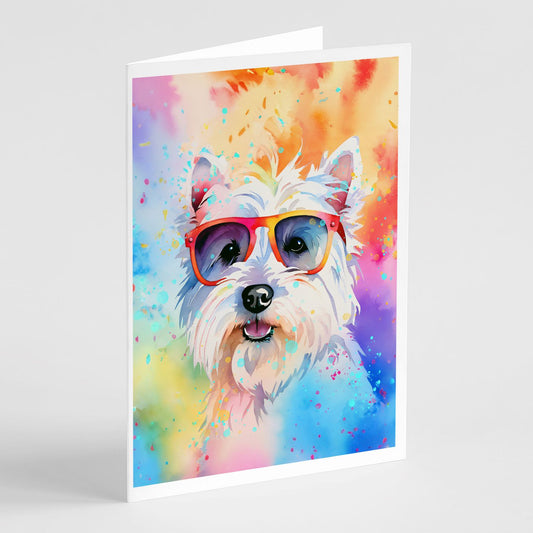 Westie Hippie Dawg Greeting Cards Pack of 8 Blank Cards with Envelopes Whimsical A7 Size 5x7 Blank Note Cards