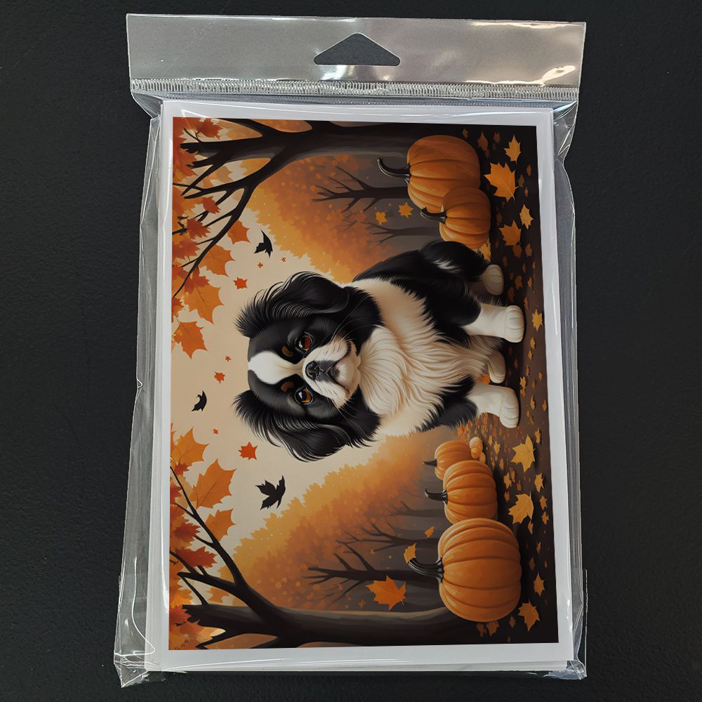 Japanese Chin Fall Greeting Cards Pack of 8 Blank Cards with Envelopes Whimsical A7 Size 5x7 Blank Note Cards