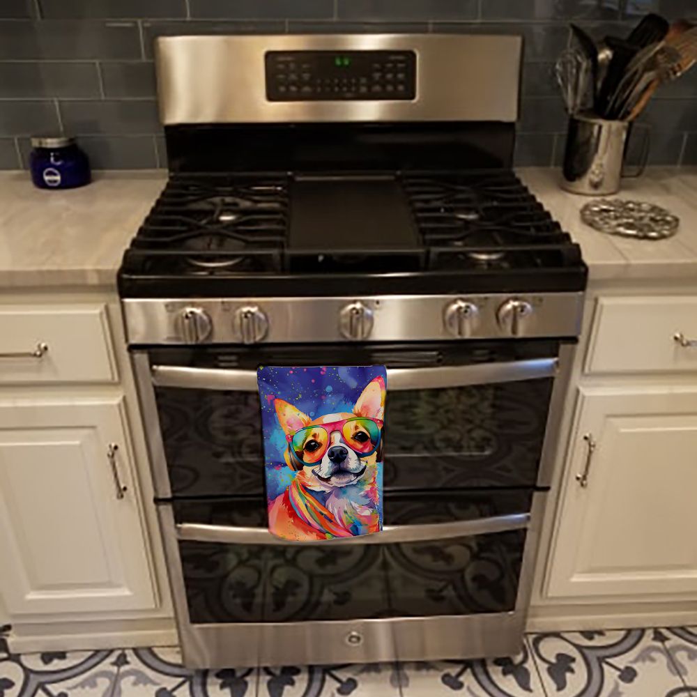 Chihuahua Hippie Dawg Kitchen Towel Dish Cloths Guest Hand Towel Decorative Bathroom Towel for Face,Tea, Dishcloth, Kitchen and Bath
