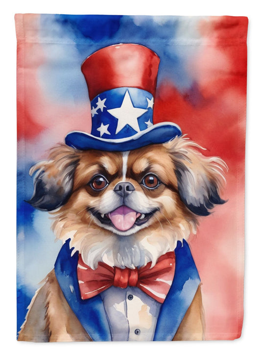Tibetan Spaniel Patriotic American House Flag Large Porch Sleeve Pole Decorative Outside Yard Banner Artwork Wall Hanging, Polyester, House Size, Multicolor