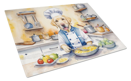 Yellow Labrador Retriever The Chef Glass Cutting Board Decorative Tempered Glass Kitchen Cutting and Serving Board Large Size Chopping Board
