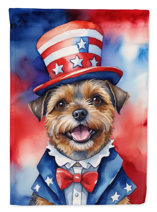 Border Terrier Patriotic American House Flag Large Porch Sleeve Pole Decorative Outside Yard Banner Artwork Wall Hanging, Polyester, House Size, Multicolor