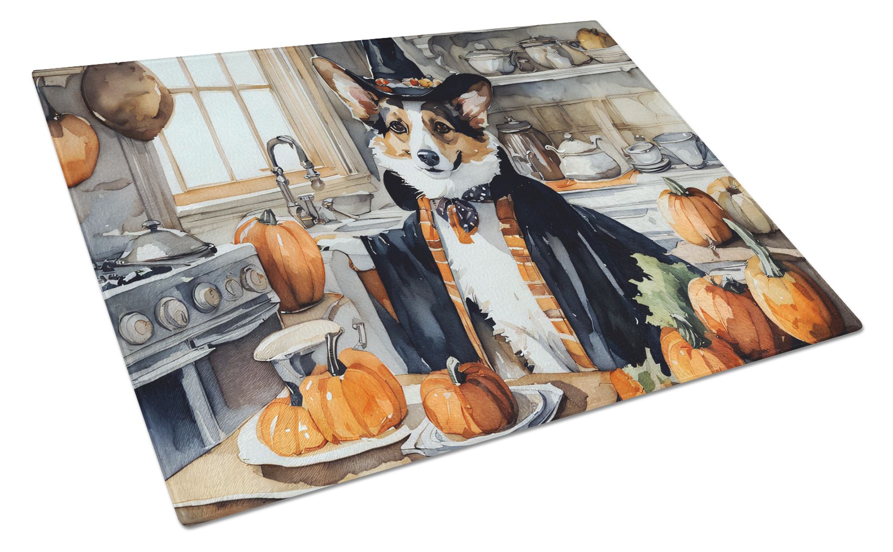 NEW Corgi Fall Kitchen Pumpkins Glass Cutting Board Decorative Tempered Glass Kitchen Cutting and Serving Board Large Size Chopping Board