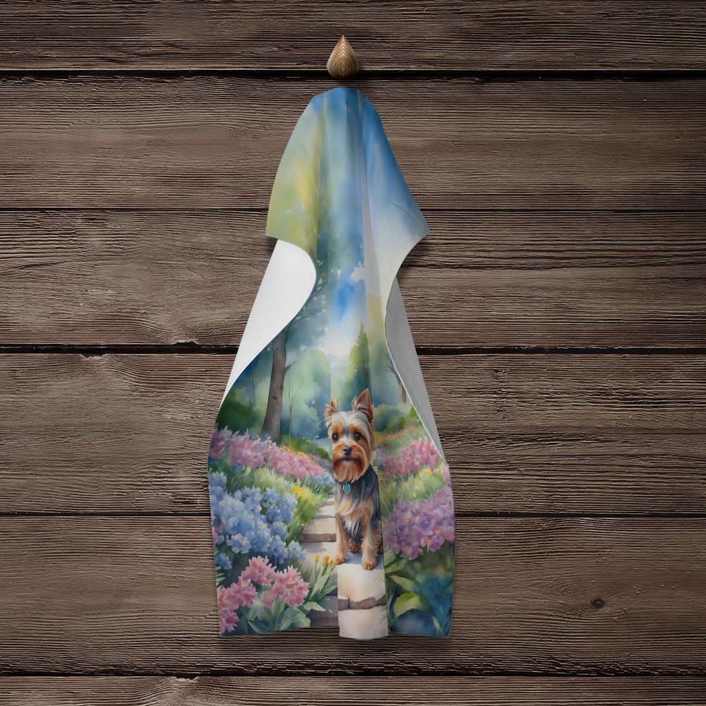 Yorkshire Terrier Spring Path Kitchen Towel Dish Cloths Guest Hand Towel Decorative Bathroom Towel for Face,Tea, Dishcloth, Kitchen and Bath