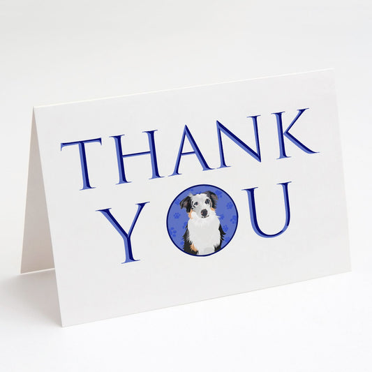 Australian Shepherd Blue Merle #1 Thank You Greeting Cards Pack of 8 Blank Cards with Envelopes Whimsical A7 Size 5x7 Blank Note Cards